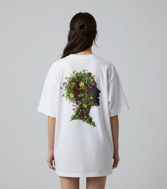 Floral Woman Profile Art: Roses, Lilies Silhouette (Digital Download, PNG)