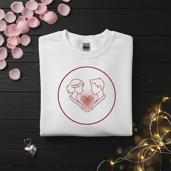 DNA Love Heart Couple PNG, Science Valentine's Gift (Digital Download)