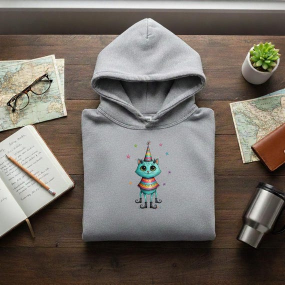 Rainbow Party Cat PNG | Whimsical Kitty Illustration (Digital Download)