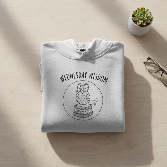 Wednesday Wisdom Owl PNG | Minimalist Teacher Gift (Digital Download)