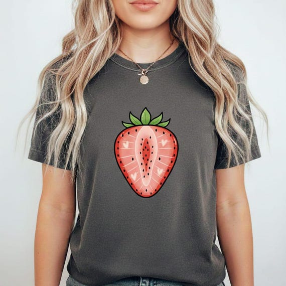 Kawaii Strawberry PNG: Heart Accents, Pop Art Vector (Digital Download, Sublimation Use)