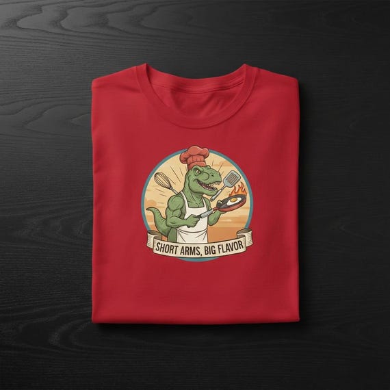 Funny Dinosaur Chef T-Shirt – Short Arms Big Flavor Graphic Tee