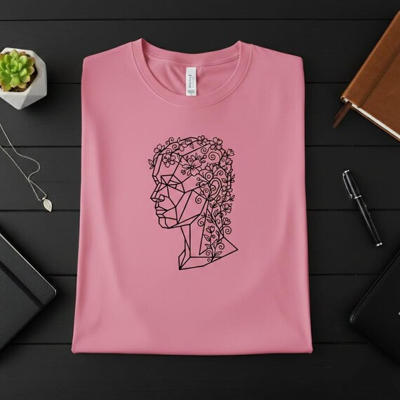 Geometric Floral Head PNG, Modern Art Sublimation Design (Digital Download)