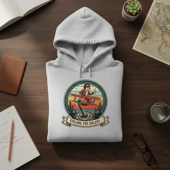 Fox Pilot Biplane PNG | Retro Aviation Coffee Design (Digital Download)