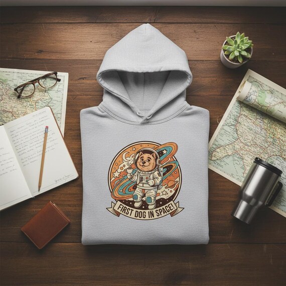 Astronaut Dog PNG | Retro Space Badge, Coffee Cup (Digital Download)