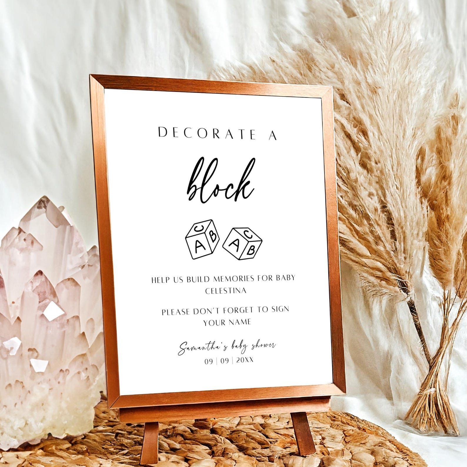 Decorate a Block Baby Shower Party Table Sign, Minimalist Baby Shower ...