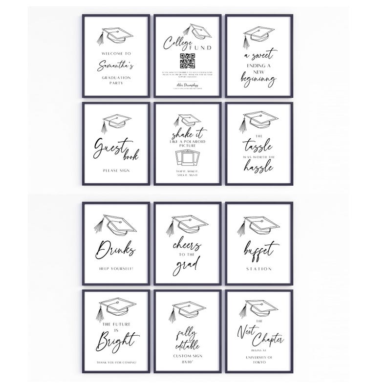 Editable Graduation Party Signs Bundle, Modern Minimalist Decor ...