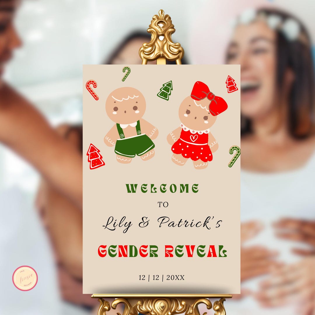What's Baking Gender Reveal Welcome Sign Template, Editable Christmas ...