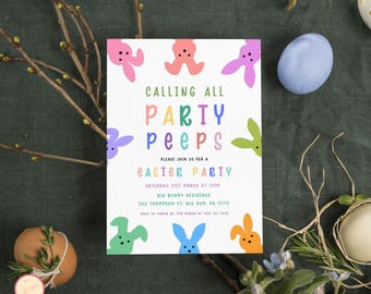 Editable Party Peeps Easter Invitation Template (Digital Download)