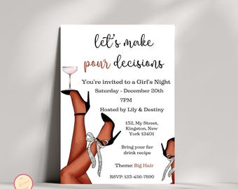 Let's Make Pour Decisions | Ladies Night Invitation Template