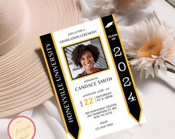 Graduation Invitation Template - 2026 Grad Party Photo Invite - Gp01