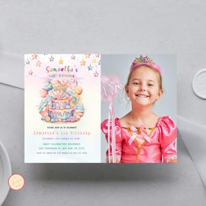 Editable Sweet Birthday Invitation, Girl Birthday Invite, A Sweet Celebration Birthday Invitation, Candy Party Invite with Photo, 76QCJ