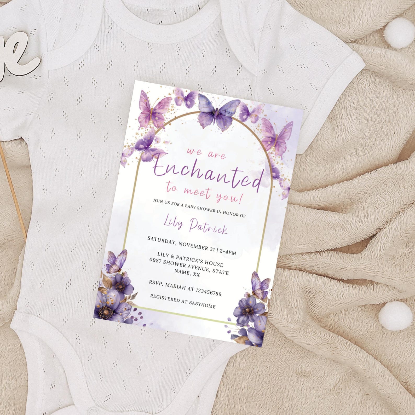 Banner Farfalla Per Baby Shower – We Are Enchanted To Meet You