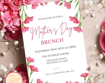 Mother's Day Brunch Invitation - Editable Mother's Day Party Invite - Printable Mother's Day Celebration Invite - Instant Download - Mk08