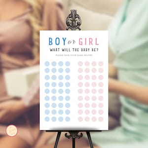 Gender Reveal Voting Sign, What will Baby Be? Guess The Gender, He Or She Game, Boy Or Girl, Pink, Blue Theme, Brunch Party