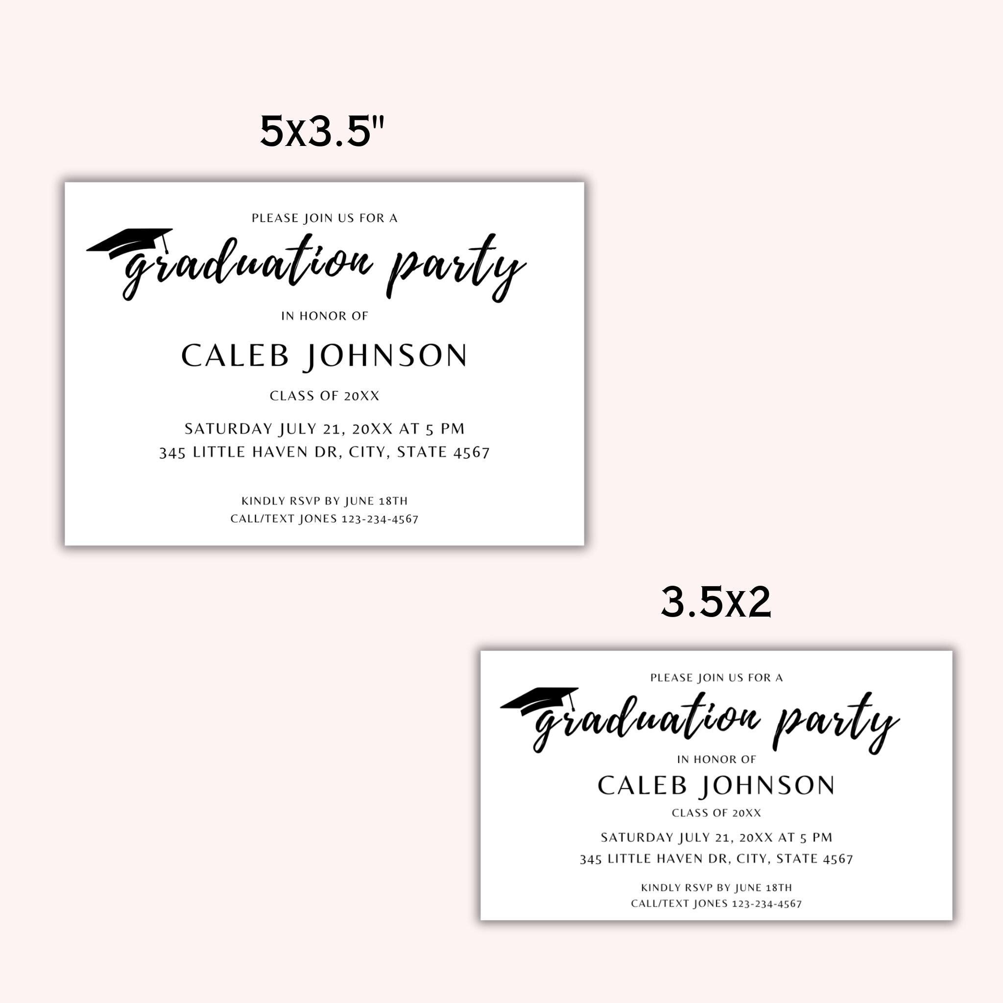 Basic Invite Grad Cards Modern Graduation Party Invitation Insert Card - Mini Grad Invitation ...