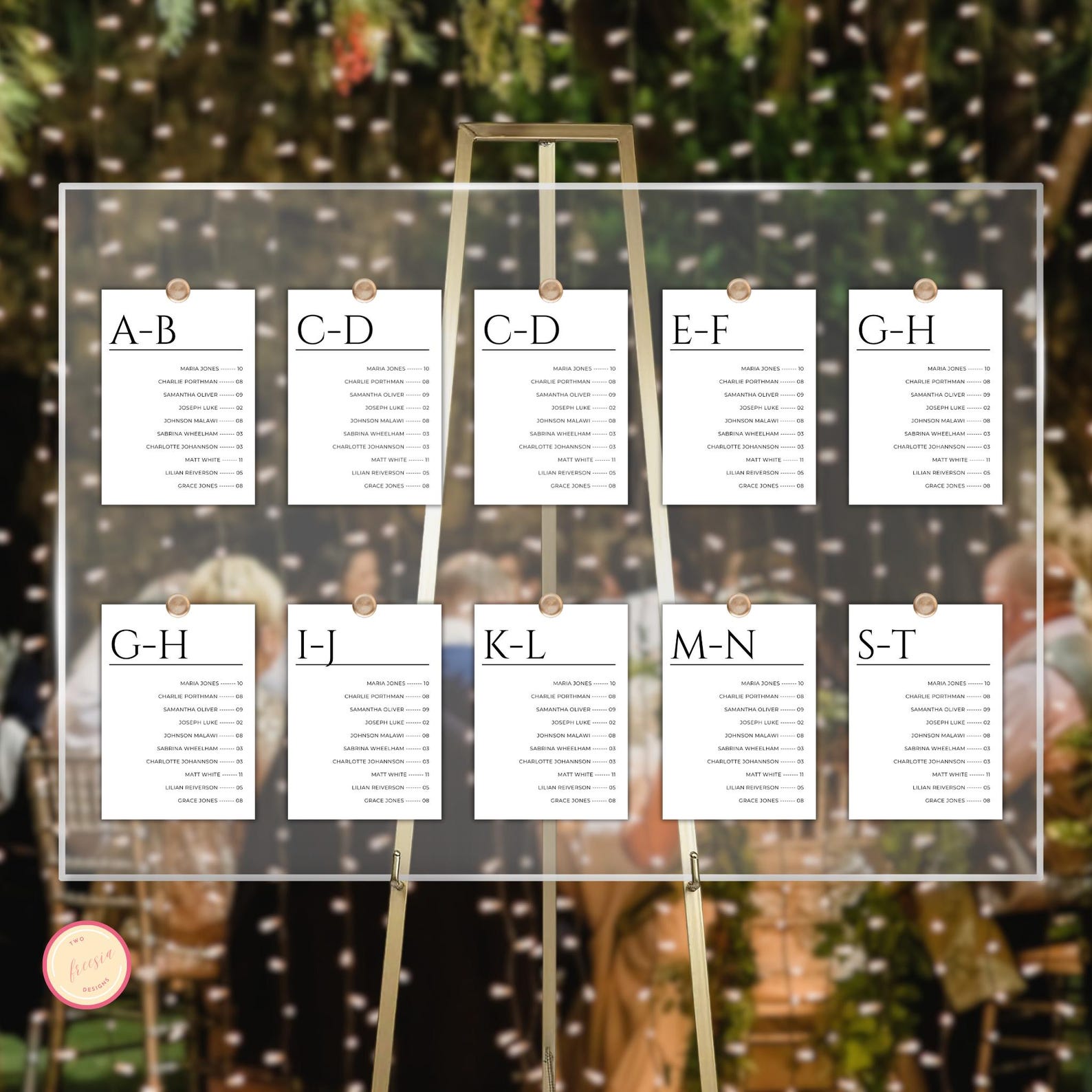 5x7 Alphabetical Seating Chart Template, Printable Seating Plan ...