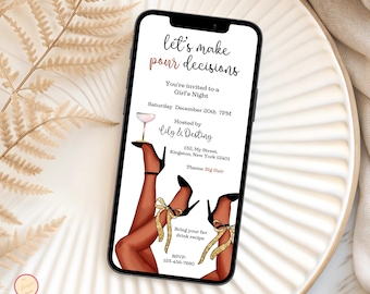 Let's Make Pour Decisions Invitation Template - Editable Mobile Phone Invite