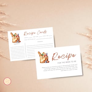 Modèle de carte de recette She's Off The Market pour la future mariée, cartes de douche nuptiale Farmers Market, cartes à remplir de recette imprimables, modifiables