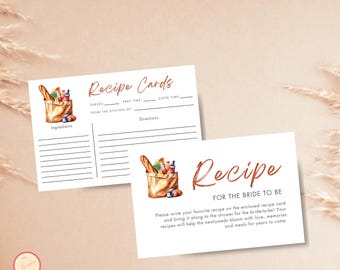 Ricetta "She's Off The Market" per la futura sposa, modello di biglietto, biglietti per addio al nubilato al mercato agricolo, biglietti da compilare con ricette stampabili, modificabili