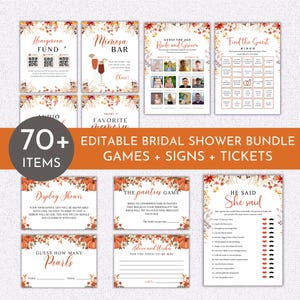 Fall Bridal Shower Bridal Shower Games Bundle, Fall Wildflower Bridal Shower Template, Autumn Bridal Shower, Wedding Shower Games, SEMQ9
