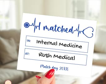 Bearbeitbare Residency Match Day Zeichen 2026 - Blau | Digitaler Download | Q5H9D