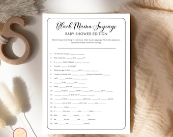 Black Baby Shower Game, Do you know this Iconic Sayings?, Fun Game, Black Baby Shower, Baby Shower Activity, Black Mama Sayings Game,