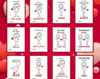 Gen Z Slang Valentine Cards, Funny Printable Classroom Valentine, Kids Tween Valentine's Day Gift, Tween Girl Valentine, Middle School Card