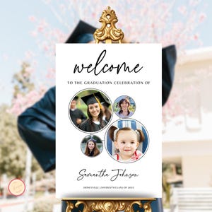 Graduation Party Welcome Sign Template, Minimalist Grad Party Celebration, Modern Graduation Sign with Photo, Graduation Welcome Poster