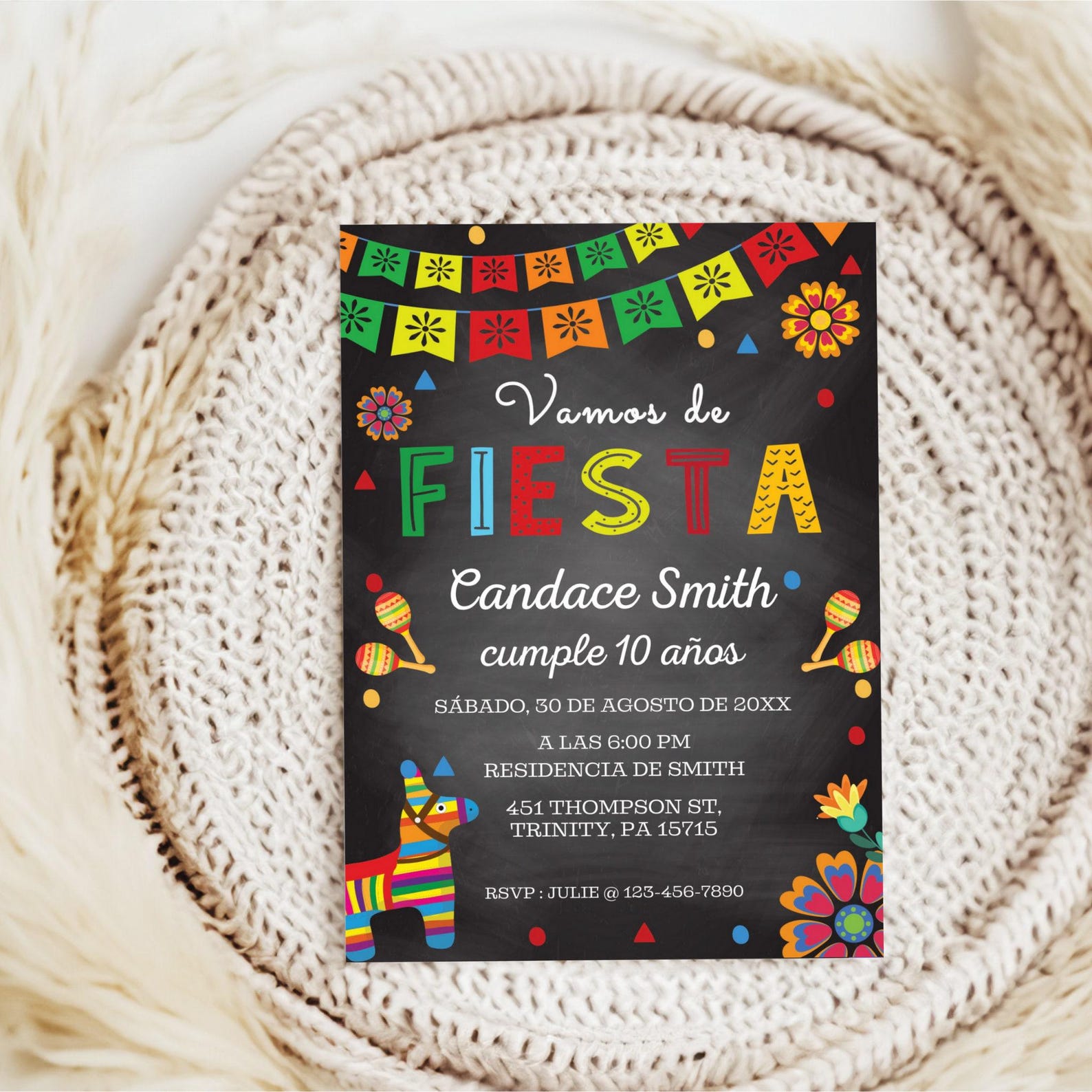 Vamos De Fiesta Party Invitations - Spanish Birthday - Editable Any Age ...
