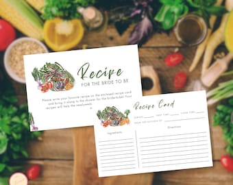 Fresh Off The Market Recipe for the Bride-to-be Card Template, Farmers Market Bridal Shower Cards, Printable Recipe Fill-in Cards, Editable