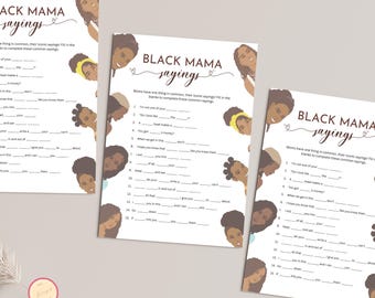 Black Mama Sayings Game, Baby Shower Activity, Black Baby Shower Game, Fun Game, Do you know this Iconic Sayings?, Black Baby Shower