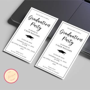 Tarjeta de invitación para fiesta de graduación - Plantilla de invitación para fiesta de graduación de la clase de 2025 - Anuncio de graduación de la universidad superior - Gp01