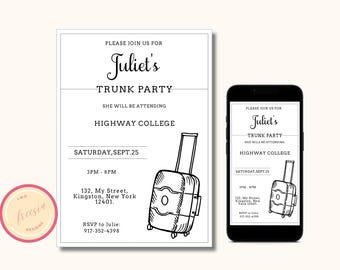 Trunk Party Digital Invitation - College Going Away Party Invitation - College Send Off Party evite - Trunk Party Text Invite - KD907