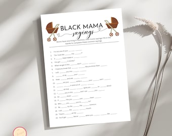 Black Mama Sayings Game, Black Baby Shower Game, Do you know this Iconic Sayings?, Fun Game, Black Baby Shower, Baby Shower Activity