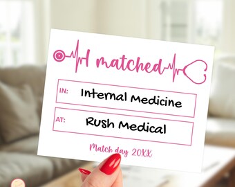 Editierbar Match Day Residency Zeichen 2026 - Rosa | Digitaler Download | Q5H9D