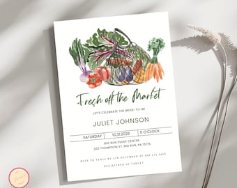 She's Off The Market Bridal Shower Invitation Template, Farmers Market Bridal Shower Invitation, Fresh Off The Market Bridal Shower Invite