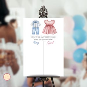 Gender Reveal Voting Sign, Guess The Gender Template, He Or She Game, Boy Or Girl, Boho  Neutral Baby Clothes, Minimalist Brunch Party