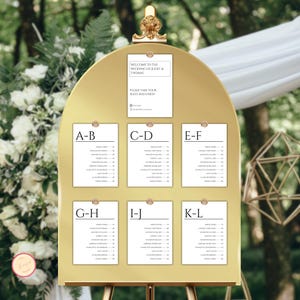 Alphabetical Seating Chart Template, 5x7 Elegant Seating Plan, Printable Table Seating Chart, Template Seating Chart, Alphabetical Seating
