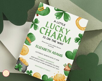 St Patrick's Day Baby Shower Invitation - A Lucky Charm | Template - Up99