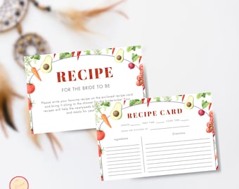 Fresh Off The Market Recipe for the Bride-to-be Card Template, Farmers Market Bridal Shower Cards, Printable Recipe Fill-in Cards