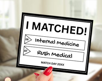 Bearbeitbare Residency Match Day Zeichen 2026 - Schwarz | Digitaler Download | Q5H9D
