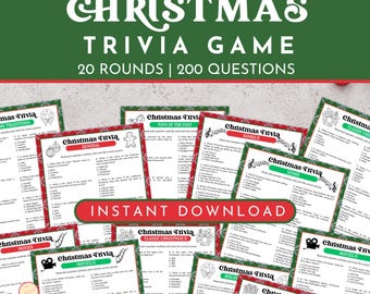 Printable Christmas Trivia Game for Large Group, Adults, Family Night | Songs, Movie, Nativity | BECJ0