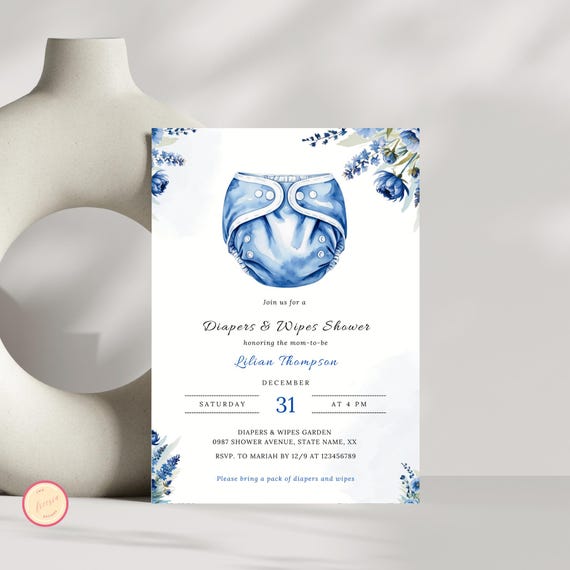Diapers and Wipes Shower Invitation, Diaper Shower Invite, It's a