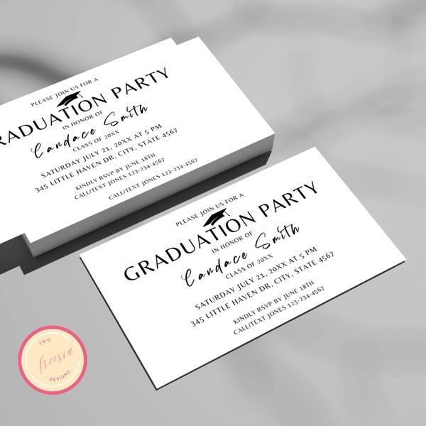 Modern Graduation Party Invitation Template – Editable Insert Card (Digital Download)