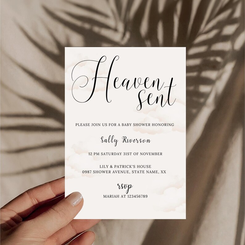 Heaven Sent Baby Shower Invitation Bundle A Little Piece of Heaven Baby ...