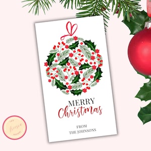 Editable Merry Christmas Gift Tag Printable - Printable Christmas Gift Tag - Merry Christmas Gift Tag - Holiday Party Favor Tag - XC0