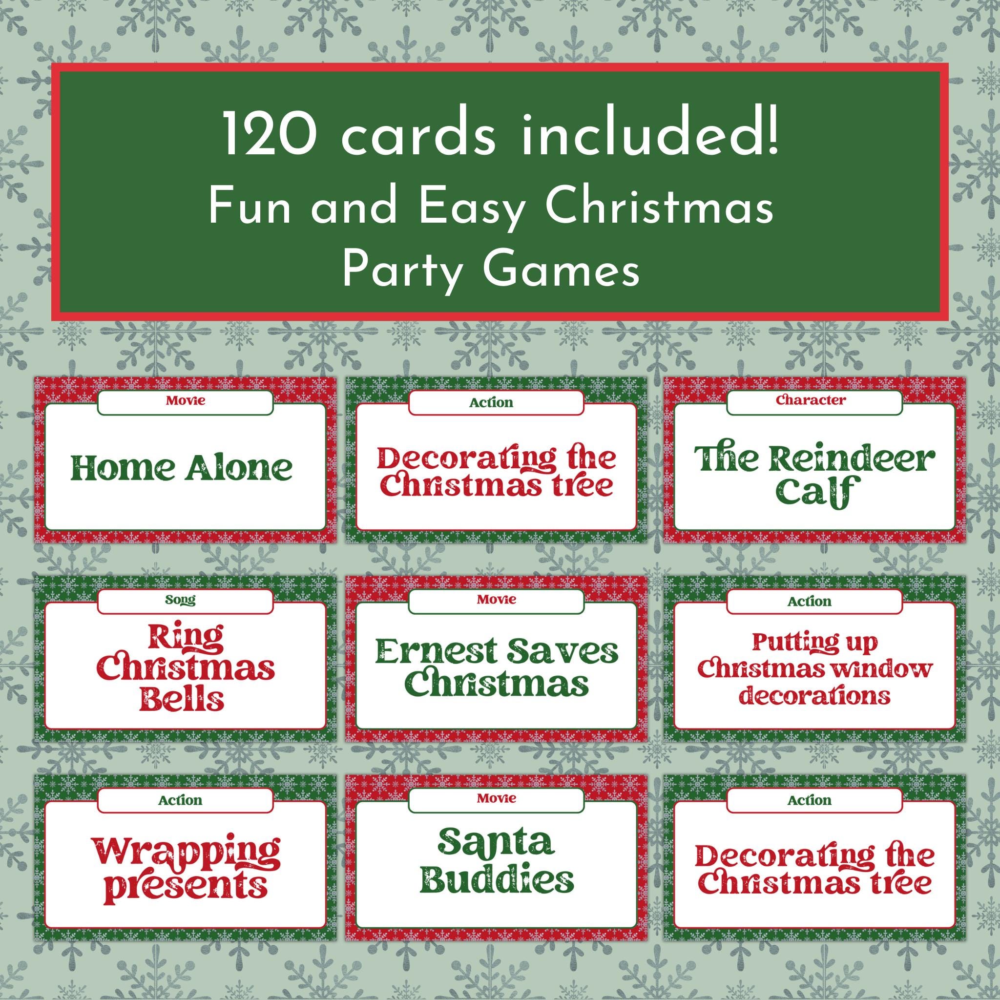 120 Christmas Charades Cards, Holiday Party Activity for Work, Family ...