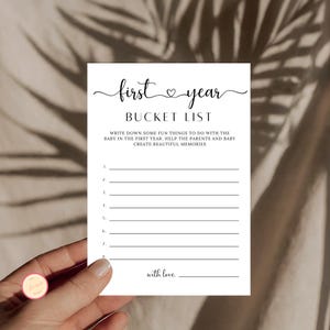 Modèle de jeu de liste de seaux pour bébé modifiable, sexe neutre, jeu de baby shower minimaliste, activité de baby shower, baby shower minimaliste moderne