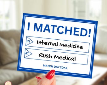 Bearbeitbare Residency Match Day Zeichen 2026 - Blau | Digitaler Download | Q5H9D